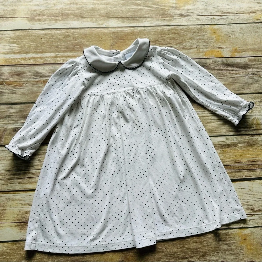 Eyelet & Ivy Polka Dot 100% Pima Cotton Dress Long Sleeve 3T